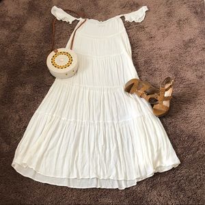 Nasty Gal White Off The Shoulder Tiered Maxi Dress
